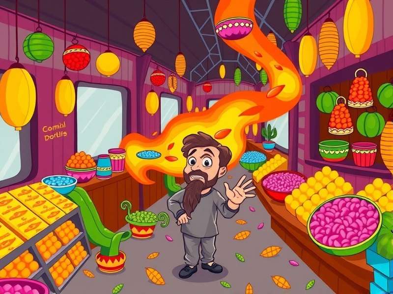 Ultra Cumin Frenzy game screenshot showing a character collecting cumin seeds in a colorful Indian market